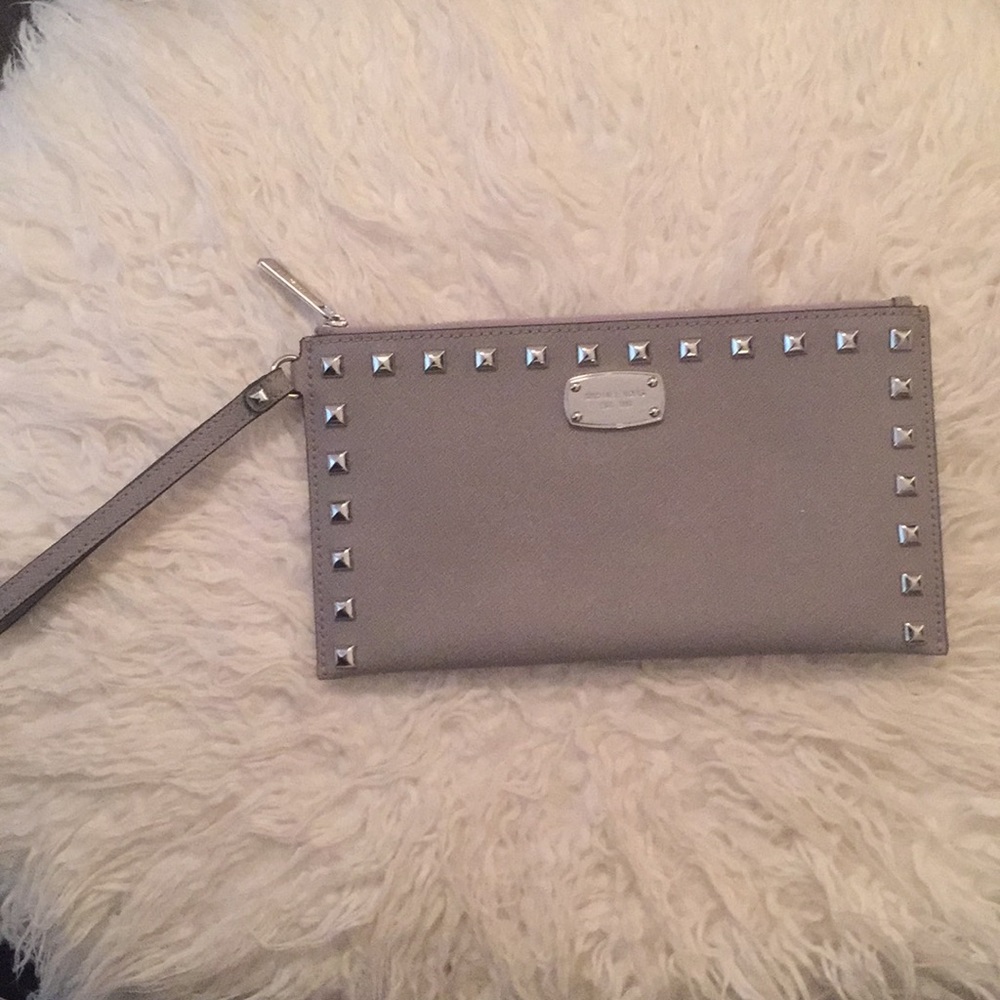 Michael Kors studded grey clutch